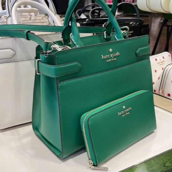 Kate Spade staci medium satchel
&
KSNY Staci Large Continental Wallet
Green Bean - Picture 2 of 16